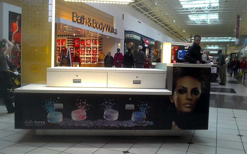 White BELLATERRA kiosk in a shopping mall, 2012